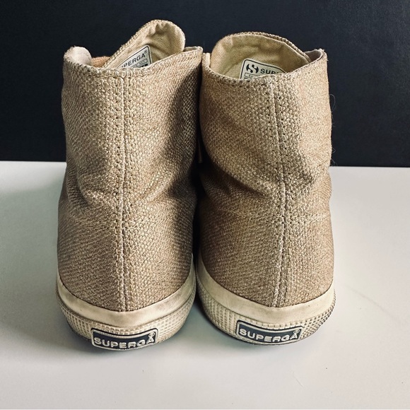 SUPERGA / Shimmered Linen High-Tops / Gold / US W 9 - Picture 6 of 11